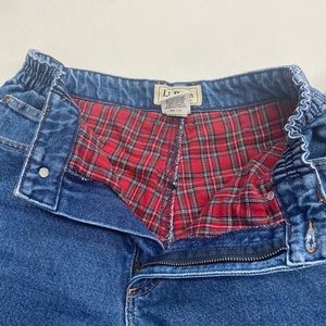 VINTAGE 90’s L.L. Bean Red Flannel Lined Elastic Waist Jeans